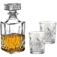 Whisky karaf Noblesse 1 liter met 6x Luxe Duralex whiskyglazen 390 ml - thumbnail