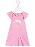 Chloé Kids robe à logo imprimé - Rose - thumbnail