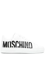 Moschino logo-print leather sneakers - Blanc