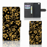 Huawei Ascend P8 Lite Hoesje Gouden Bloemen