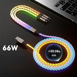 Multi-oplaadkabel 66W 3.9ft USB A naar USB C USB C naar USB C 2.1 A Oplaadkabel Snellader Hoge gegevensoverdracht Gevlochten nylon 3 in 1 Zacht aanvoelend Voor iPad Samsung Xiaomi Mobiele Lightinthebox