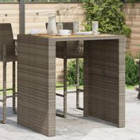 Tuintafel met acaciahouten blad 105x80x110 cm poly rattan grijs - thumbnail