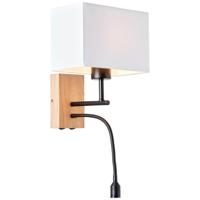 Brilliant Wandlamp Rayan wit met hout G99440/35 - thumbnail