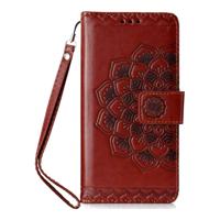 Shop4 - Samsung Galaxy S10e Hoesje - Wallet Case Vintage Mandala Donker Bruin