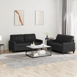 2-delige Loungeset met kussens kunstleer zwart SKU: V3201358