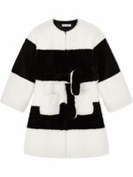 Dolce & Gabbana Kids manteau rayé en fourrure artificielle - Noir - thumbnail