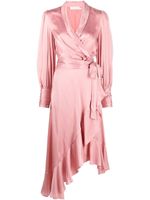 ZIMMERMANN robe mi-longue en soie à volants - Rose