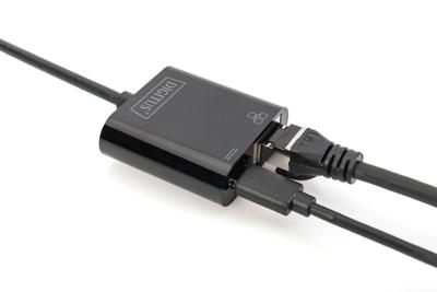 Digitus USB-C, RJ45 Adapter [1x USB-C stekker - 1x RJ45-bus, USB-C bus] DN-3027 Incl. RJ45-bus, Met laadbus, Met USB