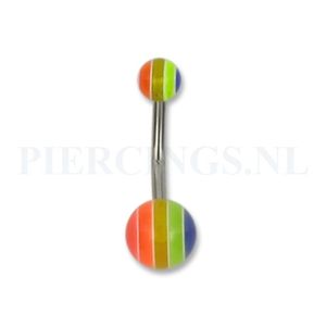 Navelpiercing acryl multicolor gestreept