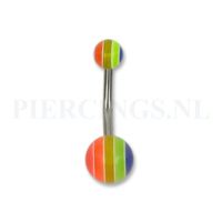 Navelpiercing acryl multicolor gestreept - thumbnail