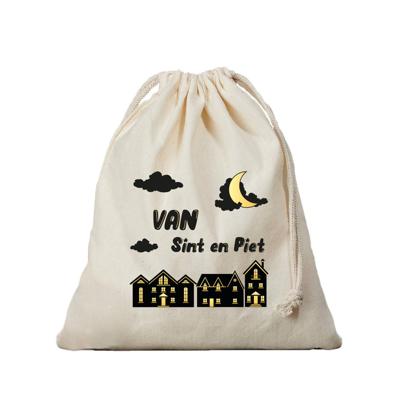1x Sint en Piet cadeauzak met koord voor Sinterklaas / pakjesavond 25 x 30 cm - Uitdeelzakjes