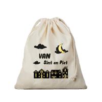 1x Sint en Piet cadeauzak met koord voor Sinterklaas / pakjesavond 25 x 30 cm - Uitdeelzakjes