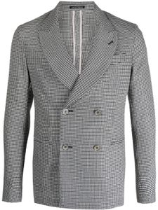 Emporio Armani blazer croisé à motif pied-de-poule - Noir