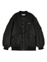 Dolce & Gabbana Kids veste bomber à patch logo - Noir