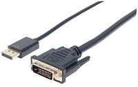 Manhattan kabel (DisplayPort-stekker naar DisplayPort-stekker) DP 1.2a op DVI D 24+1 3m zwart zwart