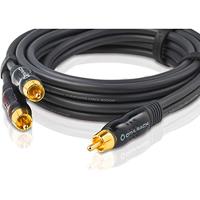 Oehlbach BOOOM 200 - Subwoofer Y-RCA-kabel (2 x cinch naar 1 x RC) - drukvolle basweergave & effectieve afscherming - 2 m - antraciet