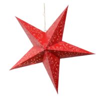 Verlichte kerstster - rood - 60 cm - papier - op batterijen