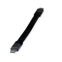 ROLINE USB4 Gen3x2 kabel, Emark, plat, C-C, ST/ST, 40Gbit/s, 100W, zwart, 15 cm