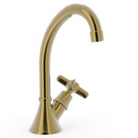 Tres Clasic gebogen fonteinkraan verouderd messing