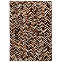 vidaXL Vloerkleed chevron patchwork 80x150 cm echt leer bruin/wit