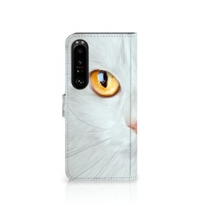 Sony Xperia 1 IV Telefoonhoesje met Pasjes Witte Kat