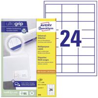 Avery-Zweckform 3658 Universele etiketten 64.6 x 33.8 mm Papier Wit 2400 stuk(s) Permanent hechtend Inkjet, Laser (zwart/wit), Laser (kleur), Kopiëren