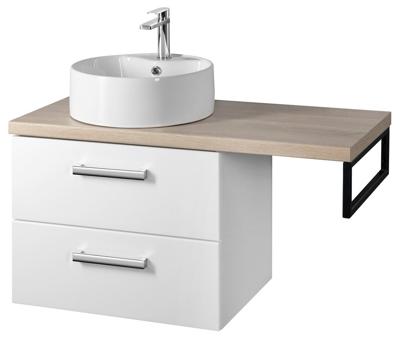 Aqualine Vega 97.5cm badkamermeubel met witte ronde waskom links wit