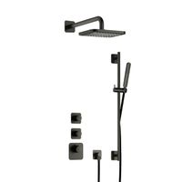 Hotbath Gal IBS40 regendoucheset inbouw - 2 functies - 35cm wandarm - 22cm vierkante hoofddouche - Gunmetal geborsteld PVD IBS40BGP7 - thumbnail