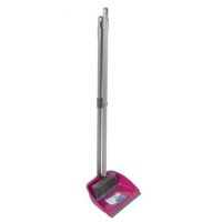 Stoffer en blik roze met lange steel 76 cm - thumbnail