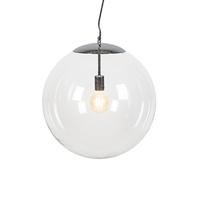 QAZQA - Modern Scandinavische Hanglamp | Eettafel | Eetkamer chroom met helder glas - Ball 50 | Woonkamer | Slaapkamer | Keuken - Glas Bol - E27 Geschikt voor LED - Max. 1 x 60 Watt