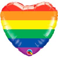 Folieballon Hart Regenboog 45cm - thumbnail