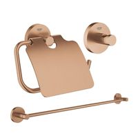 GROHE Essentials accessoireset 3-delig met handdoekhouder, handdoekhaak en toiletrolhouder met klep Brushed warm sunset sw98979/sw99003/sw99019/