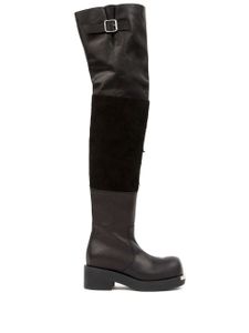 MM6 Maison Margiela bottes en cuir à boucles - Noir