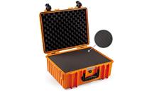 B&W Transportkoffer voor buiten, type 6000, oranje, met kubusschuim, waterdicht volgens IP67-certificering, stofdicht, onbreekbaar en onverwoestbaar, oranje, Typ 6000 - Innenmaß 47x35x20cm,