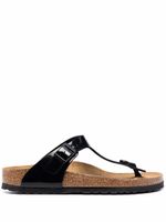 Birkenstock sandales Gizeh en cuir verni - Noir - thumbnail