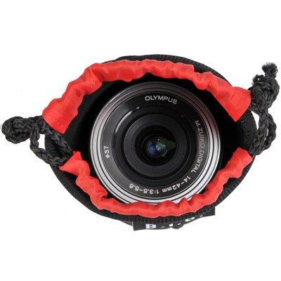 B.I.G. PS5 neopreen lens zak, 5 x 7 cm, zwart/rood