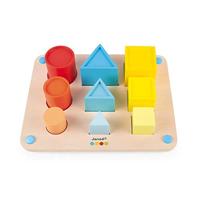 Janod - Essential - Volumes - Wooden Early Learning Educational Game 3-In-1 - Teaches Shapes and Colours - Water-Based Paint - from 18 Months, J05062