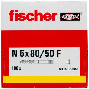 Fischer 513842 schroefanker & muurplug 100 stuk(s) Schroef- & muurplugset 80 mm