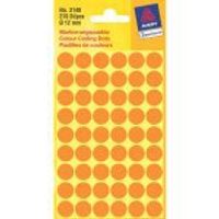 Etiket Avery Zweckform 3148 rond 12mm lichtoranje 270stuks