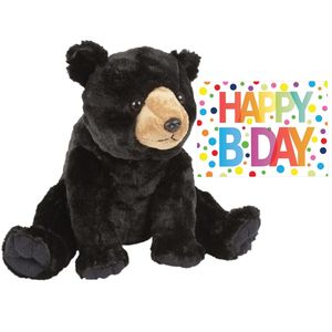 Pluche knuffel knuffelbeer 30 cm met A5-size Happy Birthday wenskaart