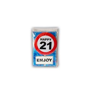 Happy Birthday kaart met button 21 jaar