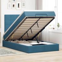 vidaXL Ottoman bed met matrassen en LED's 120x200cm fluweel donkerblauw, bedframe, ottoman bedframe, bedframe met opbergruimte onder het bed