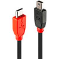 LINDY USB-kabel USB 2.0 USB-micro-B stekker, USB-mini-B stekker 2.00 m Zwart Met OTG-functie 31719 - thumbnail