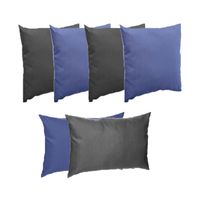 Bank/sier/tuin kussens voor binnen/buiten set 3x indigo blauw/3x antraciet in 2 formaten - thumbnail