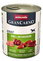 animonda Gran Carno Adult hondenvoer, nat voer voor volwassenen honden, rund+ eendenhart, 6 x 800 g