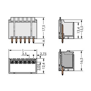 WAGO 2091-1410/200-000 Male behuizing (board) 2091 Totaal aantal polen: 10 Rastermaat: 3.50 mm Inhoud: 100 stuk(s)