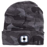 Benson beanie wintermuts met led lamp damesmutsen / herenmutsen - camouflage grijs - thumbnail