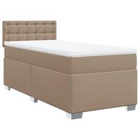 vidaXL Boxspring met matras kunstleer cappuccinokleurig 90x200 cm, boxspring, ledikant, bedframe, bed, boxspring bed, bedbodem, seniorenbed