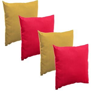 Bank/sier/tuin kussens voor binnen/buiten set 4x stuks rood/geel 40 x 40 cm