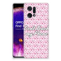 OPPO Find X5 Silicone-hoesje Flowers Pink DTMP - thumbnail